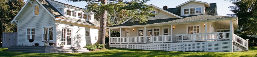 Exterior of newly remodeled Quartermaster Harbor house on Vashon Island, WA
